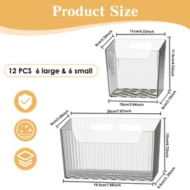 12 Pcs Storage Organizer Bins Wall Mounted Organizer Basket,Wall Organization Container Hanging Basket Bins for Bathroom Kitchen Pantry