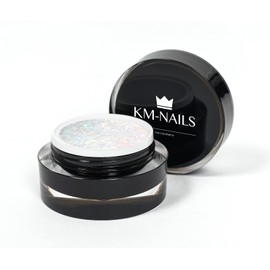 KM-Nails Extremely diamond glitter gel, white iridescent 15 ml, LED and UV hardening