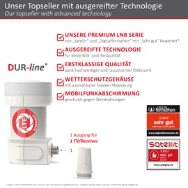 DUR-line + Ultra Single LNB – 1 Subscriber White – with LTE Filter [ Test Very Good *] 1 Way Digital with Weather Protection Full HD 4K Premium Quality