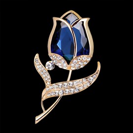 Clataly Crystal Flower Brooch Party Rhinestone Brooches Jewelry for Women and Girls, Metal, Crystal