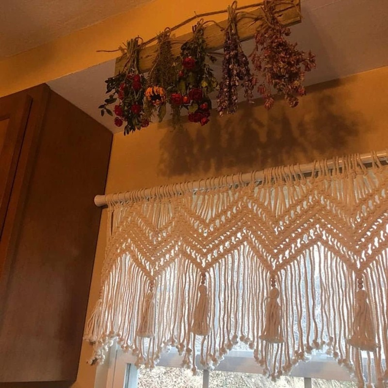 GCOVELIS Boho Valance Macrame Curtains for Windows Macrame Valance for