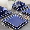 Square Melamine Dinnerware Sets， Durable Square Dinner Plates and Bowls