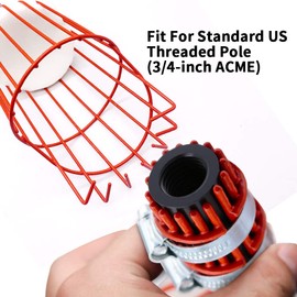 SANLIKE Fruit Picker Basket Head for Apple Avocado Lemon Peach Fruit Tree Grabber Tool Twist on Standard US (3/4inch Acme) Threaded Pole (Head Only) (Red)