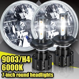 AQJ 2X 7" Inch LED Car Headlight Parts Round HI/LO Beam for Chevy Pickup Truck3100