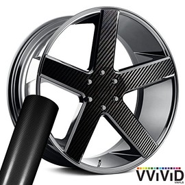 VViViD Auto Rim Air-Release Adhesive Vinyl Wrap 24 Inch x 30 Inch 4 Sheet Pack (True R Carbon Black)
