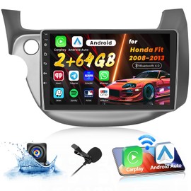 Fuluku【2+64G】 for Honda Fit 2008 2009 2010 2011 2012 2013 with Wireless Carplay Android 13 Carplay Radio Android Auto, 10.1' Touchscreen Stereo WiFi/Bluetooth/GPS/SWC/Mic/Backup Camera