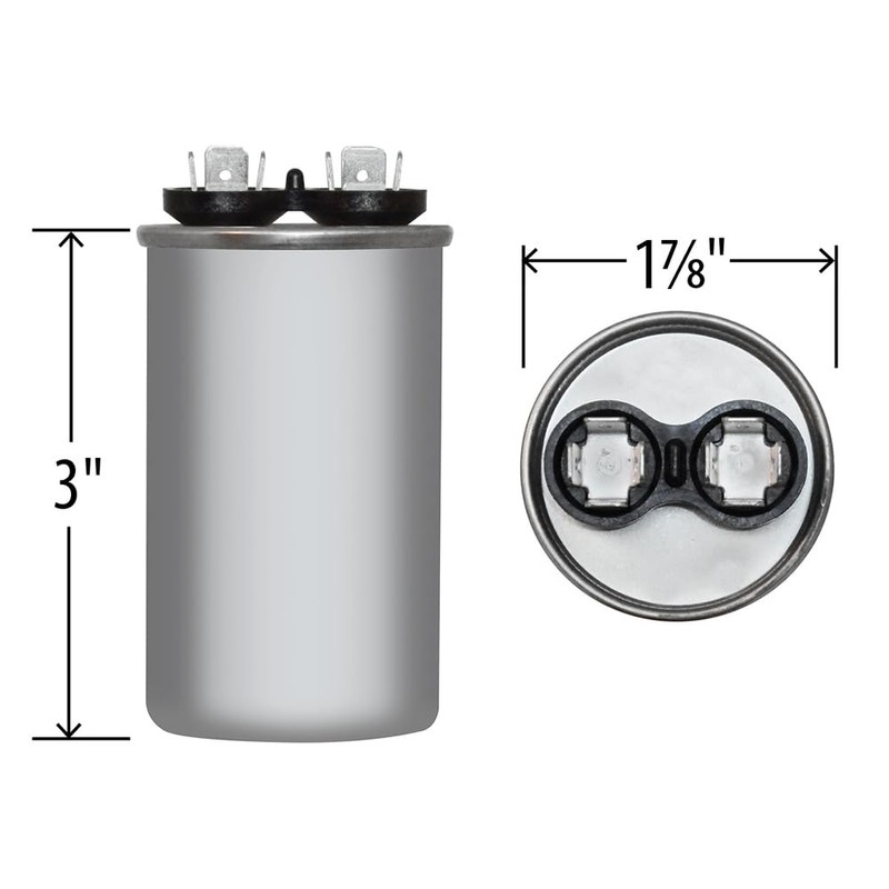 50 uF x 370 or 440 VAC Round Run Capacitor