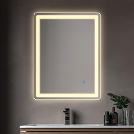 LED Bathroom Mirror Rectangle 24x32 Luxury Warm Light Vanity Premium Dimmable Touch Button Modern Decorative Shatter-Proof Wall Mount