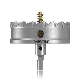 TCT Hole Saw Set, 4"(100mm) Heavy Duty Tungsten Carbide Tipped Hole Cutters for Stainless Steel Mild Steel Copper Iron Brass Plastic and More, with Titanium-Plated Pilot Drill Bits