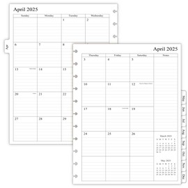 newestor 2025-2026 Monthly Planner Refill for 11-Discbound Notebooks, Apr 2025 to Dec 2026, Two Pages Per Month, Letter Size, 8-1/2" x 11"