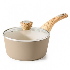 Ceramic Nonstick Sauce Pan with Lid, 1.5 Quart Small Saucepan, Cooking Pot with Stay Cool Handle, Non toxic Kitchen Sauce Pot, Non stick Sauciers, Induction Pot, PFOA PTFE PFAS PFOA Free