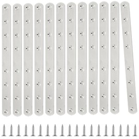 12Pcs Silver Mending Plate, 10” Flat Straight Braces Heavy Duty Metal Straight Bracket, Cast Iron Mending Joining Repair Plates Fixing Bracket Connector for Repairing Wooden Furniture, 250MMx20MMx3MM