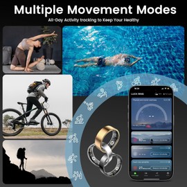 Smart Fitness Ring with Heart Rate Monitor | Sleep Tracker & Step Counter | ATM10 Waterproof (Gold, 8#)