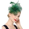 Umturmok Women's Tea Party Fascinators Mesh Flower-Shaped Pearl Feather Veil