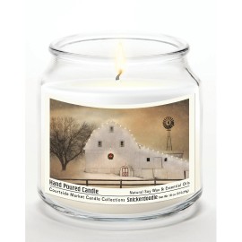 TD Courtside Market White Barn Holiday Candle Glass Jar with Lid Elegant Holiday Decorations Glass JarsSize: 18 oz, Color: Multi Color