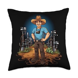 Farm Irrigation Farmers Farming Irrigation Equipment Farmer Watering Farming Throw Pillow, 18x18, Multicolor