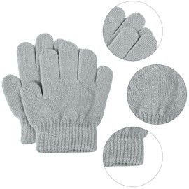 Cooraby 16 Pairs Winter Kids Warm Magic Gloves Full Fingers Stretchy Knitted Gloves for Boys or Girls