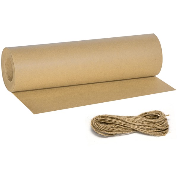 30 cm x 30 m brown wrapping paper, natural recycled paper with 20 m cord for gift wrapping, crafts, DIY production, decoration, etc.