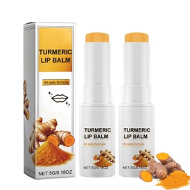 2 Pack Turmeric Lip Balm for Dark Lips with Turmeric Oil, Lip Brightener for Smokers Dark Lip, Lip Scrub for Dark Lips to Lighten, Lip Exfoliator Scrub for Lip Softening & Hydration