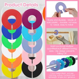 Yuanchu Cupboard Divider, Plastic, Multicoloured, Round Size Finder with Pen, 12 Pieces, Markable Clothes Rack, Divider, Reusable, Sorting, Tidy Clothes, Material, Colour, Style, Season