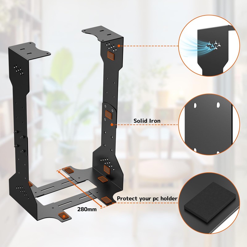 PUTORSEN Under Desk PC Mount, 7.9-13.4’’ Width Adjustable Computer Tower
