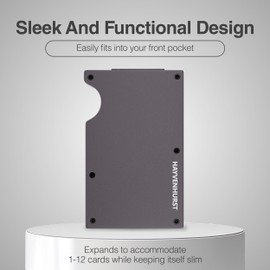 Hayvenhurst Wallet For Men - Reinvented Design Men's Wallet - Slim, Minimalistic & Seamless, Blocks RFID Scanners with a Cash Strap (Gunmetal)