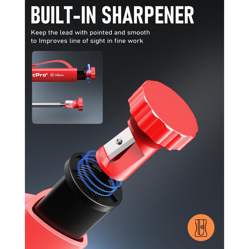 Nicpro Carpenter's Pencils Set, 2 Solid Carpenter's Pencils with Case,