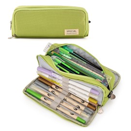 TOYESS Large Capacity Pencil Case for Girls and Boys, Pencil Case with 3 Compartments for Women, Aesthetic Pencil Bag for Kids and Students, Green