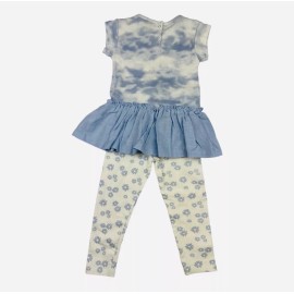 Jessica Simpson Shirt Pants Baby 12m Blue White Tie Dye Shirt & Floral Pant Set