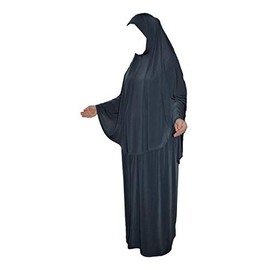 Prayer Set Two Piece (Khimar + Skirt) One Size Headscarf Stretchy Lycra Ideal for Everyday Use Home Work Travel Hajj Umrah Mosque Madrassa Ramadan Eid Gift, gray