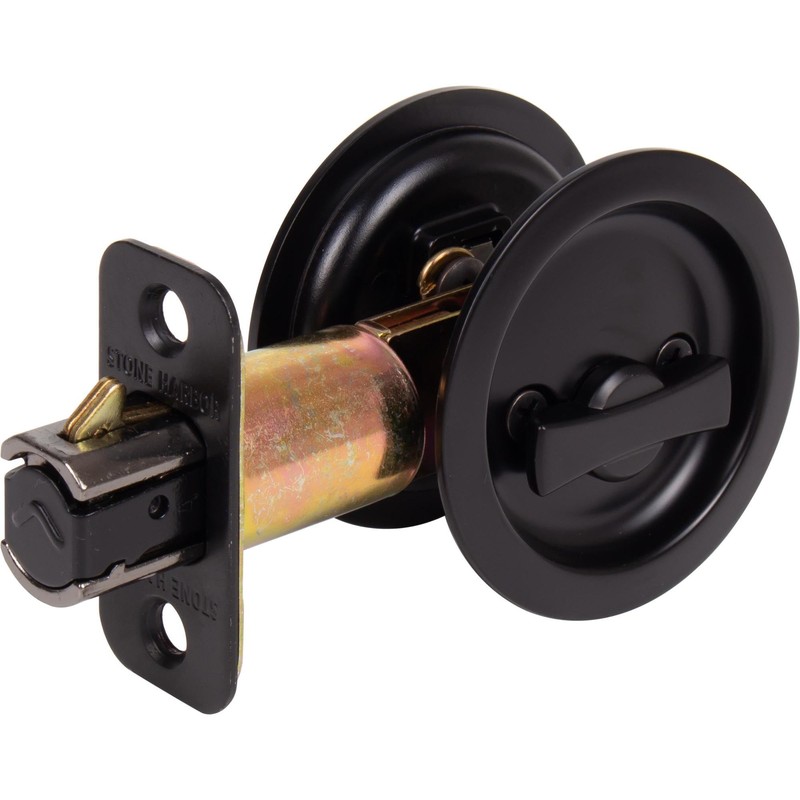 Stone Harbor Hardware Round Pocket Door Lock, Entry Function, 2-3/8"
