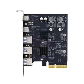 xiwai Superspeed 10Gbps PCIE USB Card PCI-E Express to Three Ports Type-A USB3.0 Back Panel Socket & Dual USB3.1 USB-C Type-C Expansion Adapter ASM3142 VL822