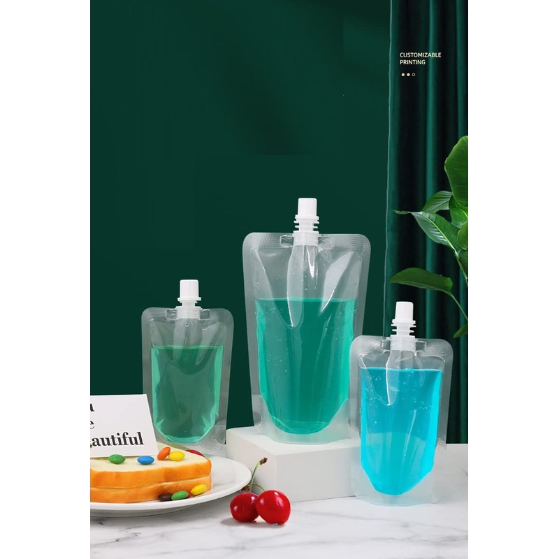 HOUSON 50 Pack Drinks Pouches for Festivals, Foldable Water Bottles