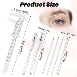 Bewudy Eyebrow Microblading Marker Pen, 2 Pcs Brow Mapping Pens with with 4 Replacement Refills and 1 Ruler, White Makeup Tattoo Skin Marker Pen, Brow Lamination Supplies for Eyebrow Lip Skin (White)