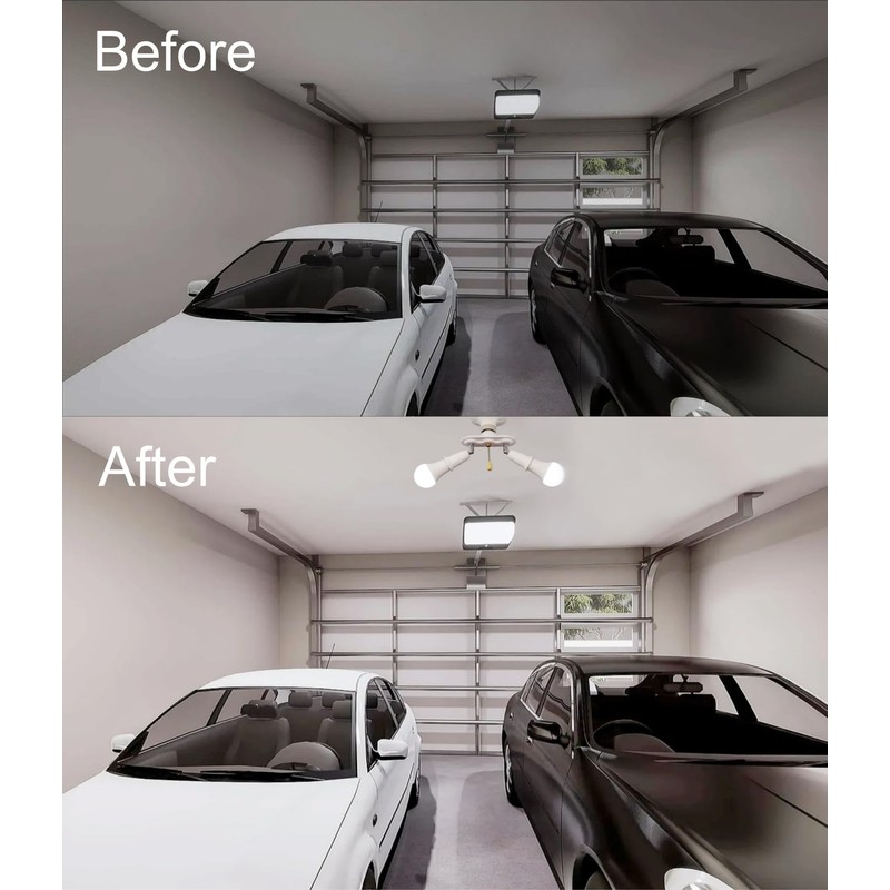 EXBADGER Pull Chain Light Socket Adapter Dual E26 E27 Light