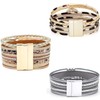 Wowanoo brace Wowanoo 3Pack Leather Cuff Bracelet Set Multilayer Wrap