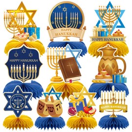 DTOFOOT 10 Pcs Hanukkah Table Decorations, Hanukkah Decorations Honeycomb Centerpieces for Dinner Chanukkah Themed Holiday Home Party Birthday Supplies