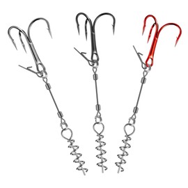 Fishing Treble Hooks,Treble Hooks Kit for Saltwater Freshwater - Fish Accessories Bulk Glow in Low Light Anti-Twist Lures for Trout Catfish Freshwater Saltwater