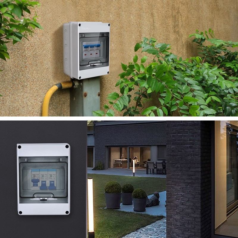 Surface-Mounted Fuse Box, IP65 with 1 Row, 5 Modules, Brass