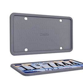 ZAKRA License Plate Frames,2 Pack Silicone License Plate Frames,Premium Silicone Material, Rust-Proof,Rattle-Proof,Weather-Proof.(Grey)