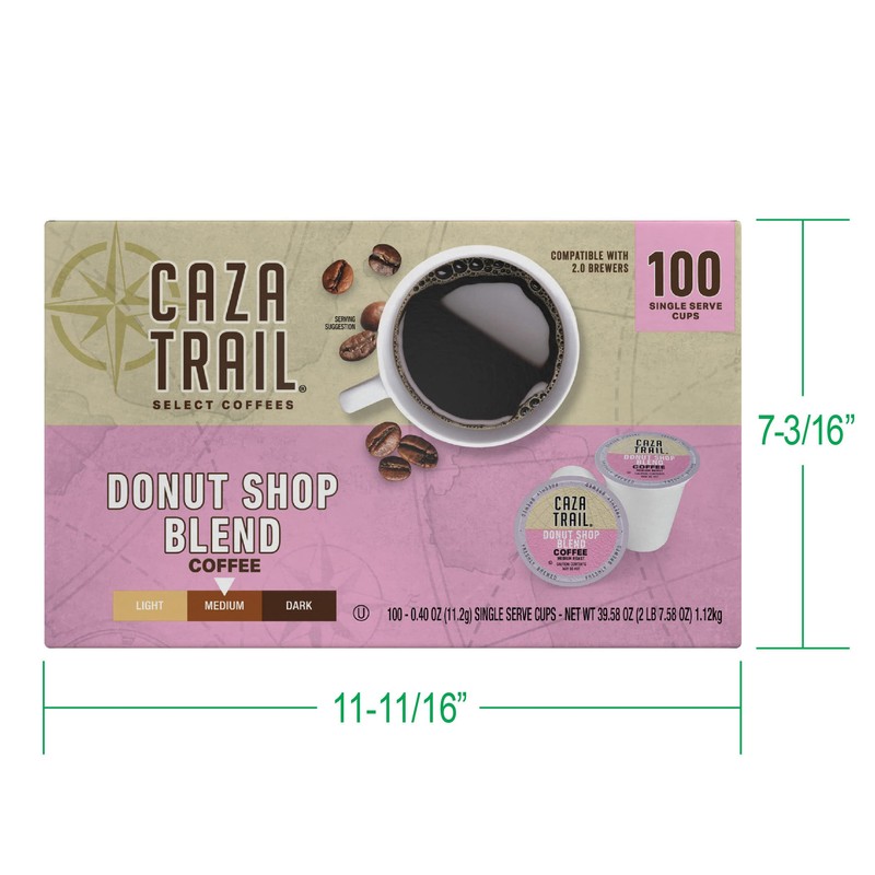 Caza Trail Coffee Pods, Donut Shop Blend, Single Serve 100