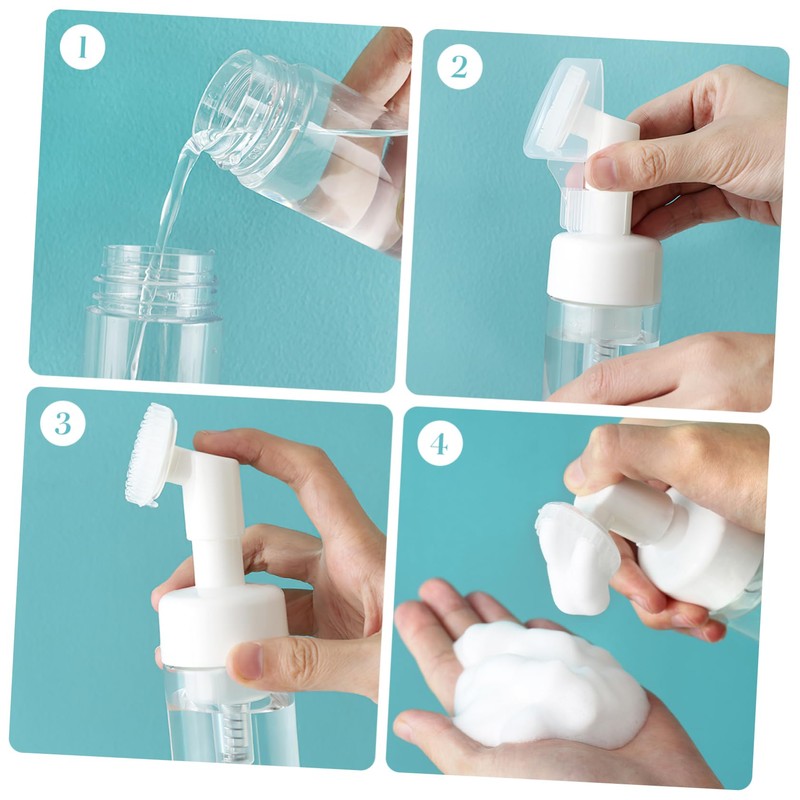 Gatuida 4pcs Transparent Foaming Bottles Travel Dispenser for Shampoo Hand