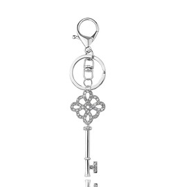 Silver Bling Rhinestone Keychain Key Charm for Bags Handbags Purse Wallet Car Keys Accessories Glittering Crystal Key Pendant Keychains for Women Good Luck New House Gifts Friends Her