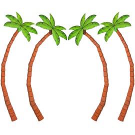 Dunzoom 4 Pack Jointed Palm Trees, Cardstock Paper Palm Tree Cutouts, Coconut Tree Wall Decorations for Luau, Tropical Hawaiian Beach Party, Summer Event Decor, Photo Backdrop, 6.23 ft, 2 Styles