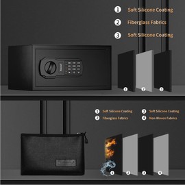 SongYung Fire Resistant Safe Box with Fireproof Waterproof Bag and Sensor Light,0.55 Cubic Feet Money Safe with Emergency External Power Supply,Electronic Digital Security Safe