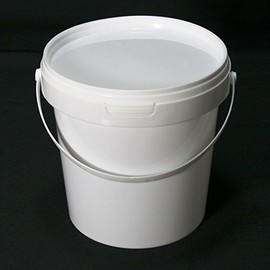 Pack of 10 x 1 Litre Airtight Food Grade White Catering Mixing Plastic Buckets with Lids – Heavy Duty Industrial Catering Kitchen Quality