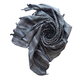 MILSPEC SURPLUS Palestinian Shemagh Scarf Cotton Arab Head Cover Desert Keffiyeh Tactical Army Scarf Hand Made Grey and Black