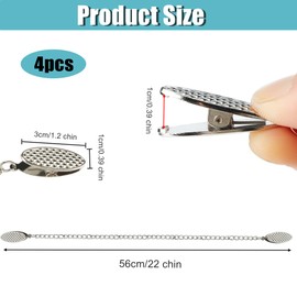 Pack of 4 Napkin Chain, Napkin Chain with Clips, Stainless Steel, Chain Napkin Holder, for Seniors, Adults, Children