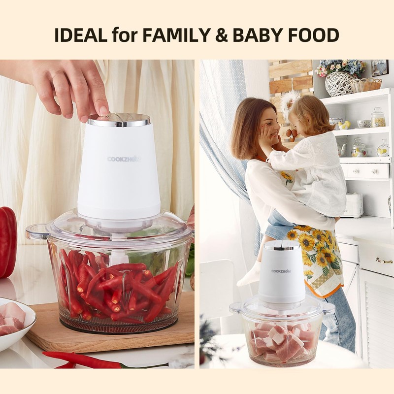 COOKZHOM Food Processor,Electric Food Chopper with 500W Stainless Steel Motor
