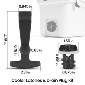 Calvana Upgraded Cooler Latches and Drain Plug Kit, Compatible with Yeti and RTIC, Includes 2 Pack of Latches and 1 Pack of Drain Plug, More Durable Rubber with Improved Design, Easy Installation